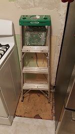 Probably Somewhat Original Linoleum vs. Somewhat New Linoleum Squares